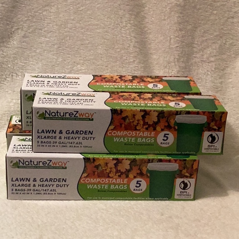 NatureZway Compostable Waste Bags ~ 20ct ~ Lawn & Garden ~ Xlarge & Heavy Duty